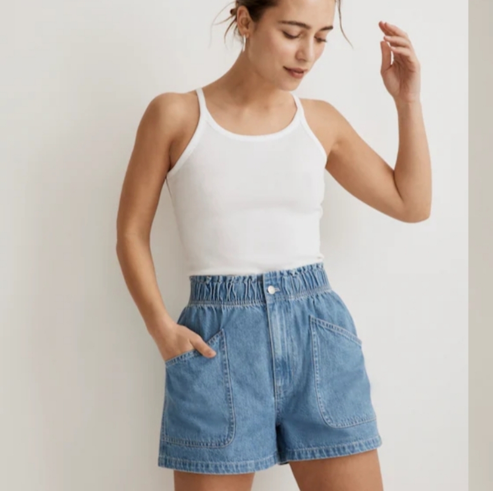 Madewell Denim Pull-On Utility Shorts in Arcwood Wash